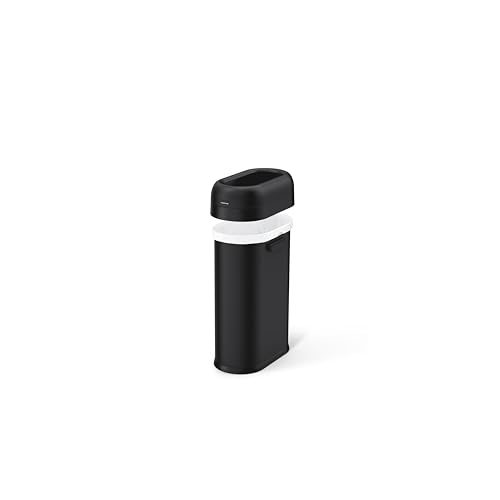 simplehuman Slim Open Can, 50L / 13 Gallon Commercial Trash Can for Restaurants, Cafes, Hotel Lobbies, Dent-Resistant Heavy Gauge Steel, Lift-Off Lid, ADA-Compliant, Matte Black Steel - color: Matte Black, size: 50L Slim