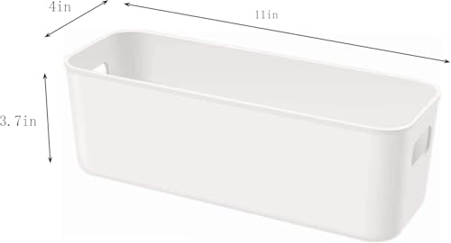 Set Of 4 Plastic Storage Bins,Versatile Kitchen Pantry Organization and Storage,for Plastic Storage Container Under Bed,Under Sink Bathroom Organizer (White, 4 Pack Narrow) - size: 4 S