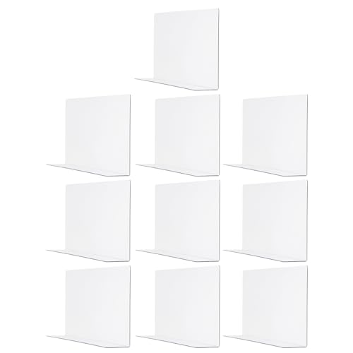 Yardwe 10Pcs Clear Plastic Shelf Dividers 7.87X2.36X1.18In L-Shaped Store Goods Separators for Supermarket and Home Kitchen Commodity Classification Organizer