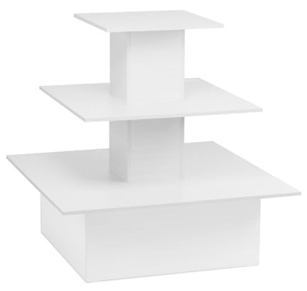 Only Hangers 3 Tier Display Tables in Black, White, or Maple - Available in Oval, Rectangular or Square (Square, White) - color: White, style: SQUARE