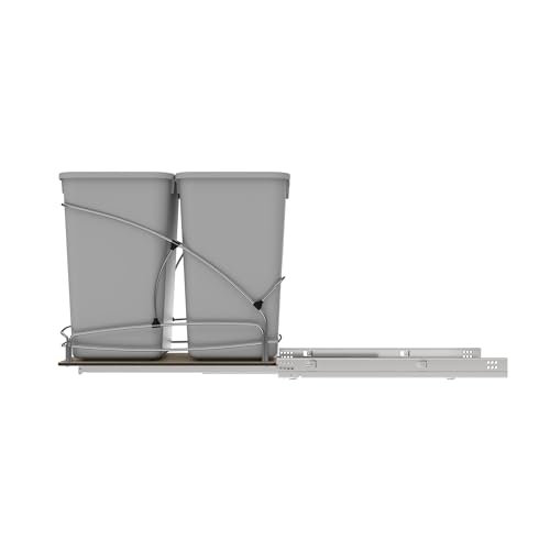 Rev-A-Shelf Double Pullout Trash Can w/Soft-Close Slides, 11.5" Min Opening - size: 27 QT Double, 11.5"W