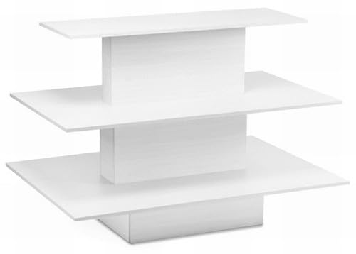Only Hangers 3 Tier Display Tables in Black, White, or Maple - Available in Oval, Rectangular or Square (Rectangular, White) - color: White, style: RECTANGULAR