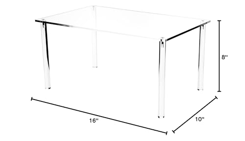 Plymor Clear Acrylic Rectangular 4-Leg Display Riser, 8" H x 16" W x 10" D - size: 8" x 16" x 10"