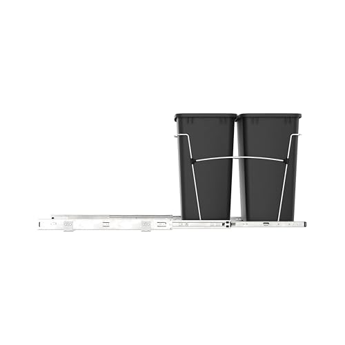 Rev-A-Shelf Double Pullout Garbage Trash Cans for Kitchen Cabinets, 35 Qt - color: Black