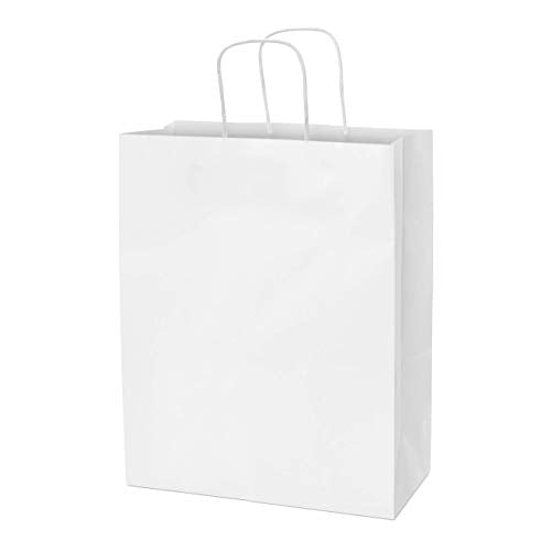 Prime Line Packaging White Goodie Bags, 10x5x13 Inch, 25 Pack
