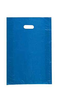 SSWBasics Medium High Density Blue Plastic Merchandise Bags - 12”W x 3”D x 18”H -