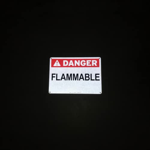 TRADESAFE Danger Flammable Sign - Fire Hazard Warning Signs, Quick Install Aluminum Safety Sign, Light Reflective, UV-Resistant, Waterproof, 14” X 10” Fire Safety Wall Signs For Business - style: Danger Flammable