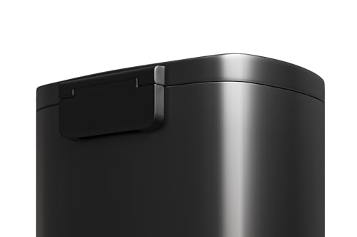Garvee 13 gal (50 L) and 2.6 gal (10 L) Metal Trash Can Combo Set, Rustproof Garbage Can with Lid, Step-on Trash Bin with Inner Bucket, Rear Handle, Black - color: Black, size: 13.2 + 2.6 gal Combo Set