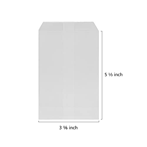 Quotidian White Flat Small Kraft Paper Bags 3x5 in, 100 Count - size: 3 x 5 Inch