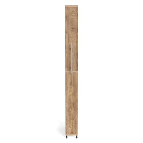 LITTLE TREE 63-Inch Slim Storage Cart on Wheels, 5-Tier Tall Narrow Mobile Shelf Organizer, Rolling Utility Cart with Metal Handle for Kitchen, Dining Room, Small Spaces, Brown - color: Brown