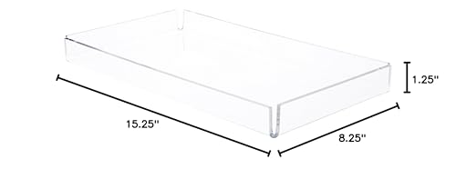 Plymor Clear Acrylic Open Corner Merchandise Display Tray, 8.25" W x 15.25" D x 1.25" H - size: 15.3" x 8.3" x 1.3"