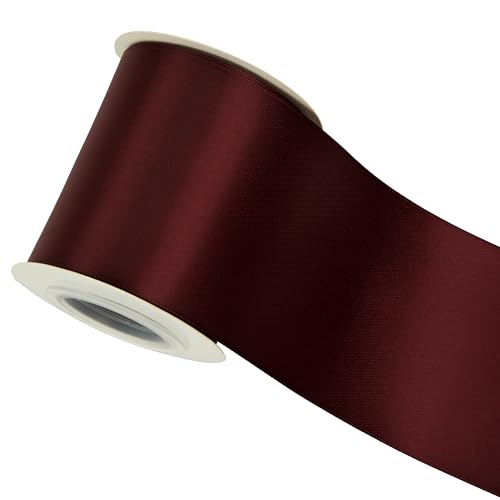 Burgundy Double-Faced Satin Ribbon, 3 Inch x 10 Yards - color: Burgundy