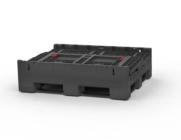 Hudson Exchange 48 x 40 x 34" (1800 lb Capacity) Collapsible Bulk Container With Access Doors (Container Only), Gray - color: Gray