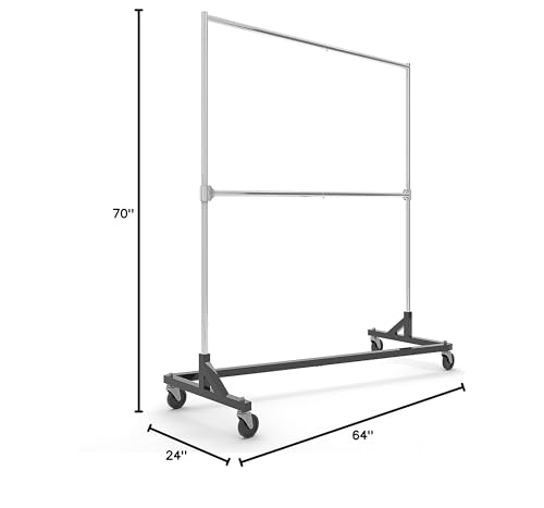 Econoco Brand Commercial Rolling Z-Rack with Add-On Hang Bar - Black Base - color: Black, style: Z Rack with Add On Hang Bar