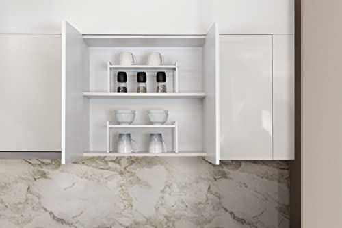 Nxconsu Stackable Cabinet Shelf Organizer 2 Pack, Standard White - color: White, size: Standard - 8.3"D x 7.3"H