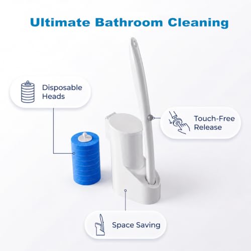 Disposable Toilet Brush and Holder Set with 24 Refills,Toilet Cleaning Wand