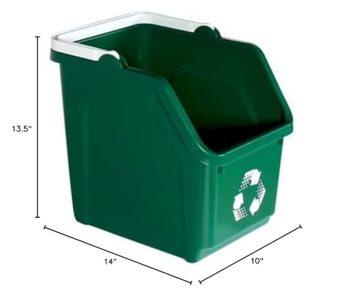 Green 6 Gallon Small Recycling Bin with Handle | Single Stackable Bin - color: Green, size: 1 Pack