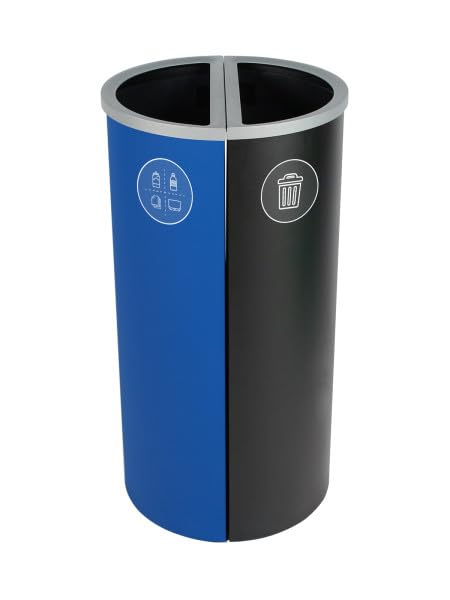 Slim Ellipse 8 Gallon Spectrum Powder Coated Steel Recylcing Bin Used for Commercial Spaces, Offices, Hotels, Apartments (Blue, Slot Opening - Paper) - color: Blue, size: Slot Opening - Paper
