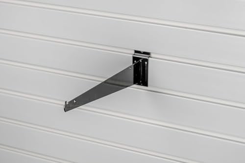 Dazzling Displays 8" Black Slatwall Knife Shelf Bracket with Lip - 10 Pcs - Fits All Slat Panels