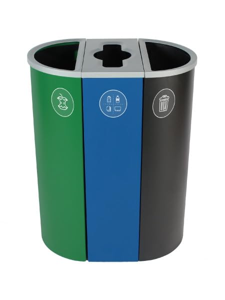 Cube 8 Gallon Spectrum Powder Coated Steel Recylcing Bin Used for Commercial Spaces, Offices, Hotels, Apartments (Green, Mixed Recyclables Opening) - color: Green, size: Mixed Recyclables Opening