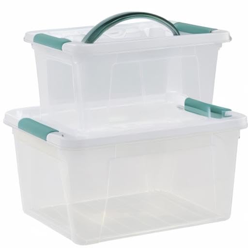 14 Quarts & 7 Quarts Storage Bins with Lids, 2-pack Clear Boxes