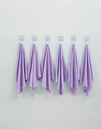 Puomue 6 Pack Microfiber Glass Cleaning Cloth, 16 Inch x 16 Inch, Lint Free Quickly Clean Window, Glasses, Windshields, Mirrors, and Stainless Steel, Purple - color: Purple