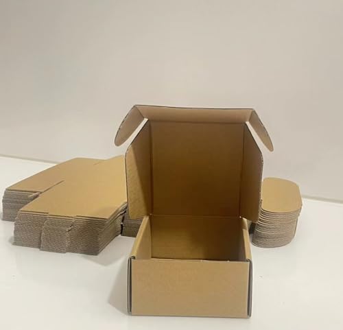 4x4x2 Inch Small Shipping Boxes Pack of 100, Brown Corrugated Cardboard Mailer Boxes for Packing Mailing Small Business Gift Packing - size: 4x4x2-100