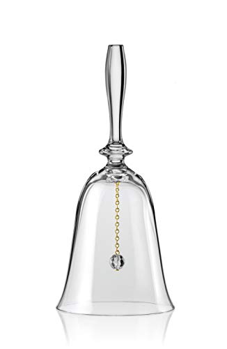 Barski - European Quality Glass - Bell - 7" H with Gold Chain for Clapper - Glass Crystal - Made in Europe