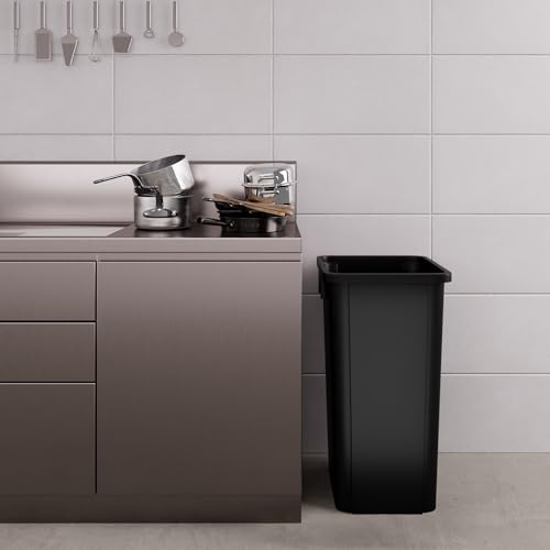 23 Gallon Black Square Commercial Trash Garbage Can | Outdoor Office Restaurant School Kitchen - color: Black, size: 23 Gallon, style: Trash Can