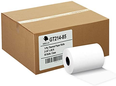 (50) Gorilla Supply 2 1/4 x 85 Thermal Paper Receipt Rolls Clover Mini Verifone VX510 VX570 FD50 T4220, 2.25 x 85 ft, POS/Cash Register Paper, BPA Free, 50 Rolls - size: 2 1/4" X 85'
