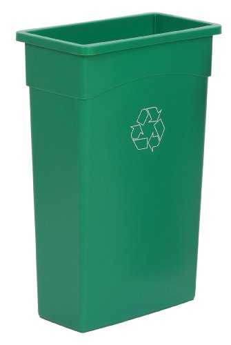 Continental 8322-2 23-Gallon Wall Hugger LLDPE Recycling Receptacle, Rectangular, Green - color: Green