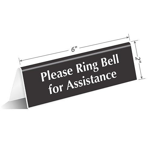 SmartSign 2" x 6" V-Shaped Acrylic Table Top Desk Counter Sign, Double-Sided, Formal/Professional Style, Made in USA - color: Please Ring Bell for Assistance Sign