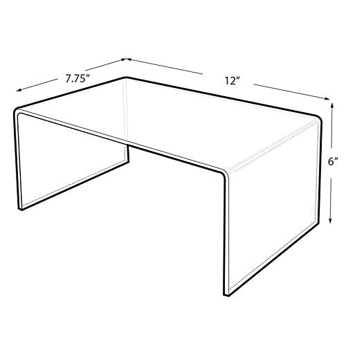 Azar Displays 515311 12" W x 7.75" D x 6" H Acrylic Riser (4 Pack) - size: 12 X 7.75