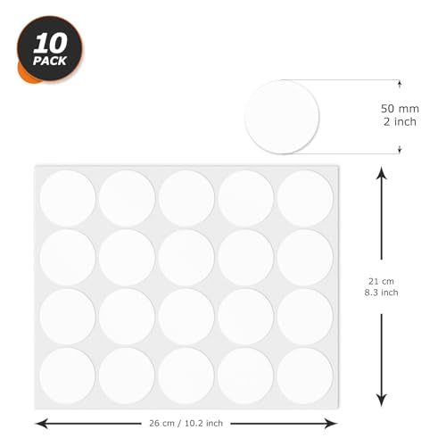 White Round Stickers 2 Inch Waterproof Vinyl Coding Labels 200 PCS - color: White