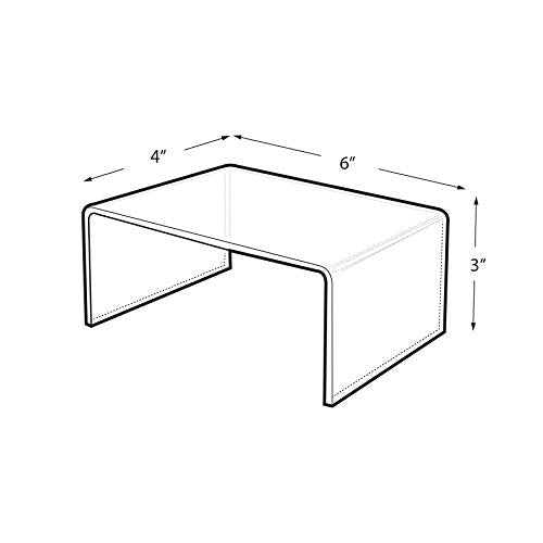 Azar Displays 515334 4" W x 6" D x 3" H Acrylic Riser, clear (4 Pack) - size: 4 X 6