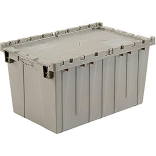 Monoflo Global Industrial Plastic Attached Lid Shipping & Storage Container, 25-1/4x16-1/4x13-3/4, Gray
