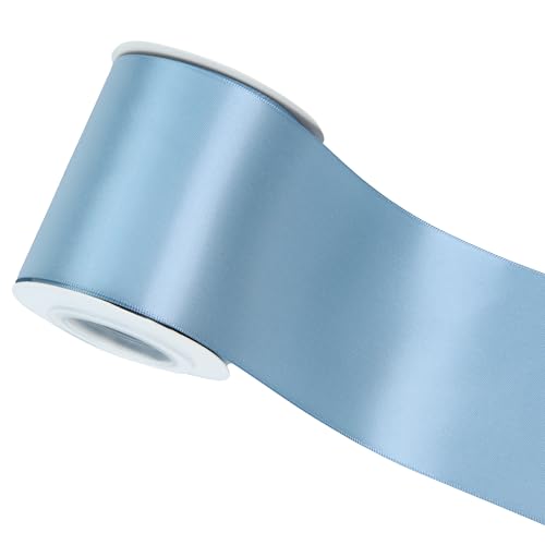 Dusty Blue Double-Faced Satin Ribbon, 3 Inch x 10 Yards - color: Dusty Blue