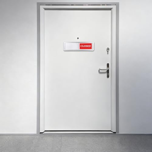 Open Closed Sliding Door Sign for Business, Open Closed Privacy Slider Sign - color: Silver Open Closed