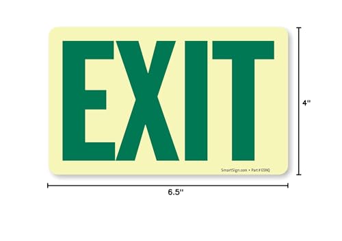 SmartSign "Exit" Metal Sign, 4" x 6.5" 40 mil Thick Aluminum, Glow-in-the-Dark, Made in USA - color: Glow Aluminum - Green on Glow