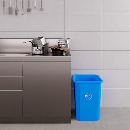 19 Gallon Blue Square Commercial Trash Garbage Can | Outdoor Office Restaurant School Kitchen - color: Blue, size: 19 Gallon, style: Trash Can