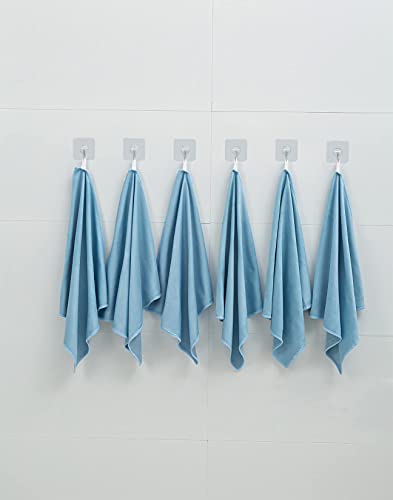 Puomue 6 Pack Microfiber Glass Cleaning Cloth, 16 Inch X 16 Inch, Lint Free Quickly Clean Window, Glasses, Windshields, Mirrors, and Stainless Steel, Blue - color: Blue