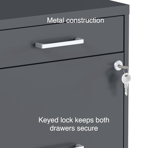 Staples 3-Drawer Vertical File Cabinet, Letter/Legal, Locking, Charcoal - color: Charcoal, style: 2 Pack