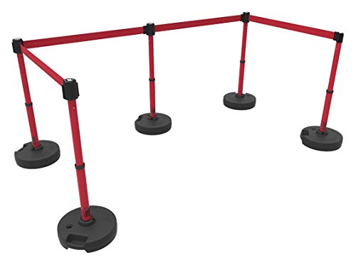 Banner Stakes PL4597 Plus X5 Retractable Belt Barrier Set - color: Do Not Enter - Arc Flash Boundary, size: 60'