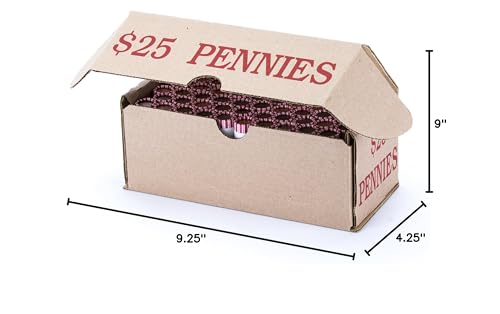 Penny Storage Box Red Holds 50 Wrapped Coin Rolls, 10 boxes - size: 10