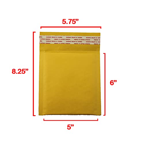 HGP #T, 5" x 6", 50 Pack, Kraft Bubble Mailers Padded Shipping Envelopes Self Seal Wide Size