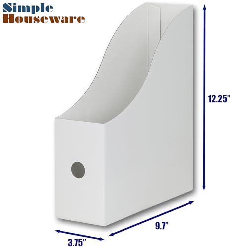 Simple Houseware 6-Pack Magazine File Holder Box, Foldable Cardboard Organizer, White - color: white, size: 6 Pack
