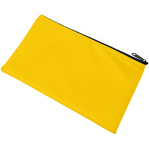 Money Bank Deposit Bag with Zipper, Cash Pouch, Yellow, 11x6 in, 1 Pack
