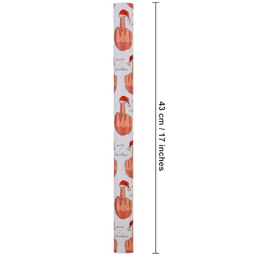 Sikiweiter Funny Christmas Wrapping Paper Roll- 17" x 16.5 Feet - Middle Finger Santa Hat Funny Christmas Gift Wrap for Men Women(Christmas) - color: Funny Christmas