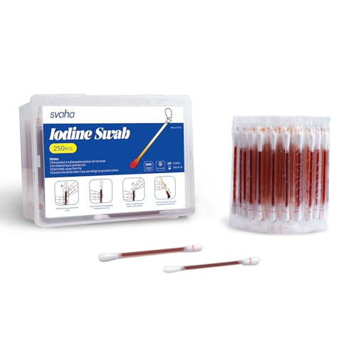 Povidone Iodine Swabs, 100 Count, Individually Wrapped with Snap-Release Solution, Skin Prep Swabs for First Aid Kits and Wound Care with PP Storage Case - size: 100 Count