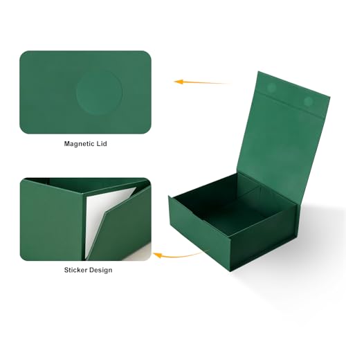 Green Gift Boxes with Lids Pack of 1, 6x6x3 Inch Small Gift Box with Ribbon - color: Green-1P